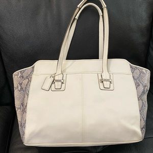 COACH Mixed Exotic Alexis Ivory Leather Satchel